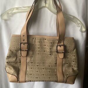 XOXO Tan Small Tote Handbag with Textured Design and Straps
